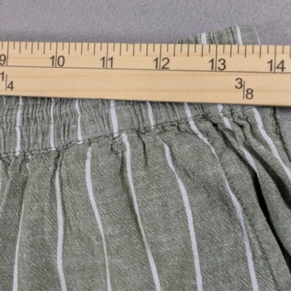 Beach Lunch Lounge Capri Pull On Womens Small Linen Blend Crop Green Striped - Picture 5 of 9
